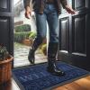 imageOLANLY Welcome Door Mat Indoor Outdoor Entrance Heavy Duty Sturdy Front Door Mat Waterproof AllWeather Doormat Stain Resistant Low Profile Easy Clean Patio Entryway Mat 295 x 17 BlackNavy
