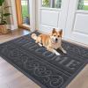 imageOLANLY Welcome Door Mat Indoor Outdoor Entrance Heavy Duty Sturdy Front Door Mat Waterproof AllWeather Doormat Stain Resistant Low Profile Easy Clean Patio Entryway Mat 295 x 17 BlackGrey