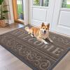 imageOLANLY Welcome Door Mat Indoor Outdoor Entrance Heavy Duty Sturdy Front Door Mat Waterproof AllWeather Doormat Stain Resistant Low Profile Easy Clean Patio Entryway Mat 295 x 17 BlackBrown