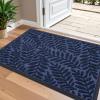 imageOLANLY Welcome Door Mat Indoor Outdoor Entrance Heavy Duty Sturdy Front Door Mat Waterproof AllWeather Doormat Stain Resistant Low Profile Easy Clean Patio Entryway Mat 295 x 17 BlackNavy