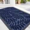 imageOLANLY Welcome Door Mat Indoor Outdoor Entrance Heavy Duty Sturdy Front Door Mat Waterproof AllWeather Doormat Stain Resistant Low Profile Easy Clean Patio Entryway Mat 295 x 17 BlackNavy