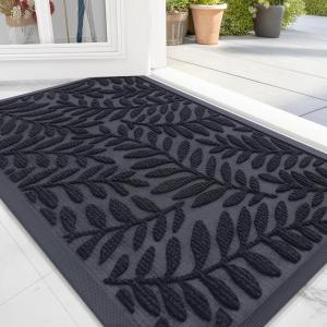 imageOLANLY Welcome Door Mat Indoor Outdoor Entrance Heavy Duty Sturdy Front Door Mat Waterproof AllWeather Doormat Stain Resistant Low Profile Easy Clean Patio Entryway Mat 295 x 17 BlackBlack