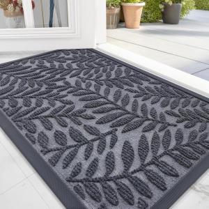 imageOLANLY Welcome Door Mat Indoor Outdoor Entrance Heavy Duty Sturdy Front Door Mat Waterproof AllWeather Doormat Stain Resistant Low Profile Easy Clean Patio Entryway Mat 295 x 17 BlackGrey