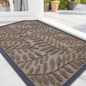 imageOLANLY Welcome Door Mat Indoor Outdoor Entrance Heavy Duty Sturdy Front Door Mat Waterproof AllWeather Doormat Stain Resistant Low Profile Easy Clean Patio Entryway Mat 295 x 17 BlackBrown