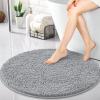 imageOLANLY 30inch Round Bathroom Rugs Extra Soft and Absorbent Chenille Bath Rugs Quick Dry Machine Washable Bath Mats for Bathroom Floor Tub and Shower Home Decor Accessories GreyLight Grey