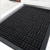 imageOLANLY Front Door Mat Outside Entrance 29x17 Absorbent Heavy Duty Sturdy Natural Rubber Doormat Indoor Outdoor Stain and Fade Resistant NonSlip Backing Low Profile Floor Mat for Entryway GreyBlack
