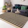 imageOLANLY Brown and Black Striped Rug 2 x 43quot 24quot x 51quot  Washable Cotton Doormat for Indoor Outdoor Use Layered Front Porch Rug for Entryway Kitchen PatioBrown and Black Striped