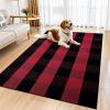 imageOLANLY Brown and Black Striped Rug 2 x 43quot 24quot x 51quot  Washable Cotton Doormat for Indoor Outdoor Use Layered Front Porch Rug for Entryway Kitchen PatioRed and Black Checkered