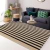 imageOLANLY Brown and Black Striped Rug 2 x 43quot 24quot x 51quot  Washable Cotton Doormat for Indoor Outdoor Use Layered Front Porch Rug for Entryway Kitchen PatioBrown and Black Striped