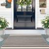 imageOLANLY Brown and Black Striped Rug 2 x 43quot 24quot x 51quot  Washable Cotton Doormat for Indoor Outdoor Use Layered Front Porch Rug for Entryway Kitchen PatioBeige and Black Striped
