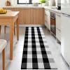 imageOLANLY Brown and Black Striped Rug 2 x 43quot 24quot x 51quot  Washable Cotton Doormat for Indoor Outdoor Use Layered Front Porch Rug for Entryway Kitchen PatioBlack and White Checkered