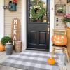 imageOLANLY Brown and Black Striped Rug 2 x 43quot 24quot x 51quot  Washable Cotton Doormat for Indoor Outdoor Use Layered Front Porch Rug for Entryway Kitchen PatioGrey and White Checkered