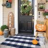 imageOLANLY Brown and Black Striped Rug 2 x 43quot 24quot x 51quot  Washable Cotton Doormat for Indoor Outdoor Use Layered Front Porch Rug for Entryway Kitchen PatioNavy and White Checkered