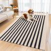 imageOLANLY Brown and Black Striped Rug 2 x 43quot 24quot x 51quot  Washable Cotton Doormat for Indoor Outdoor Use Layered Front Porch Rug for Entryway Kitchen PatioBeige and Black Striped
