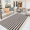 imageOLANLY Brown and Black Striped Rug 2 x 43quot 24quot x 51quot  Washable Cotton Doormat for Indoor Outdoor Use Layered Front Porch Rug for Entryway Kitchen PatioBeige and Black Striped