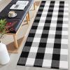 imageOLANLY Brown and Black Striped Rug 2 x 43quot 24quot x 51quot  Washable Cotton Doormat for Indoor Outdoor Use Layered Front Porch Rug for Entryway Kitchen PatioBlack and White Checkered