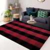 imageOLANLY Brown and Black Striped Rug 2 x 43quot 24quot x 51quot  Washable Cotton Doormat for Indoor Outdoor Use Layered Front Porch Rug for Entryway Kitchen PatioRed and Black Checkered