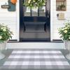 imageOLANLY Brown and Black Striped Rug 2 x 43quot 24quot x 51quot  Washable Cotton Doormat for Indoor Outdoor Use Layered Front Porch Rug for Entryway Kitchen PatioGrey and White Checkered