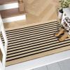 imageOLANLY Brown and Black Striped Rug 2 x 43quot 24quot x 51quot  Washable Cotton Doormat for Indoor Outdoor Use Layered Front Porch Rug for Entryway Kitchen PatioBrown and Black Striped