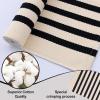 imageOLANLY Brown and Black Striped Rug 2 x 43quot 24quot x 51quot  Washable Cotton Doormat for Indoor Outdoor Use Layered Front Porch Rug for Entryway Kitchen PatioBeige and Black Striped
