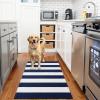imageOLANLY Brown and Black Striped Rug 2 x 43quot 24quot x 51quot  Washable Cotton Doormat for Indoor Outdoor Use Layered Front Porch Rug for Entryway Kitchen PatioNavy and White Striped