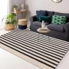 imageOLANLY Brown and Black Striped Rug 2 x 43quot 24quot x 51quot  Washable Cotton Doormat for Indoor Outdoor Use Layered Front Porch Rug for Entryway Kitchen PatioBeige and Black Striped