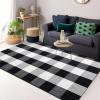 imageOLANLY Brown and Black Striped Rug 2 x 43quot 24quot x 51quot  Washable Cotton Doormat for Indoor Outdoor Use Layered Front Porch Rug for Entryway Kitchen PatioBlack and White Checkered