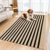 imageOLANLY Brown and Black Striped Rug 2 x 43quot 24quot x 51quot  Washable Cotton Doormat for Indoor Outdoor Use Layered Front Porch Rug for Entryway Kitchen PatioBrown and Black Striped
