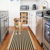 imageOLANLY Brown and Black Striped Rug 2 x 43quot 24quot x 51quot  Washable Cotton Doormat for Indoor Outdoor Use Layered Front Porch Rug for Entryway Kitchen PatioBrown and Black Striped