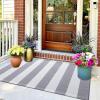 imageOLANLY Brown and Black Striped Rug 2 x 43quot 24quot x 51quot  Washable Cotton Doormat for Indoor Outdoor Use Layered Front Porch Rug for Entryway Kitchen PatioGrey and White Striped
