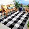 imageOLANLY Brown and Black Striped Rug 2 x 43quot 24quot x 51quot  Washable Cotton Doormat for Indoor Outdoor Use Layered Front Porch Rug for Entryway Kitchen PatioBlack and White Checkered