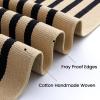 imageOLANLY Brown and Black Striped Rug 2 x 43quot 24quot x 51quot  Washable Cotton Doormat for Indoor Outdoor Use Layered Front Porch Rug for Entryway Kitchen PatioBrown and Black Striped