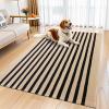 imageOLANLY Brown and Black Striped Rug 2 x 43quot 24quot x 51quot  Washable Cotton Doormat for Indoor Outdoor Use Layered Front Porch Rug for Entryway Kitchen PatioBrown and Black Striped