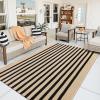 imageOLANLY Brown and Black Striped Rug 2 x 43quot 24quot x 51quot  Washable Cotton Doormat for Indoor Outdoor Use Layered Front Porch Rug for Entryway Kitchen PatioBrown and Black Striped