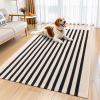 imageOLANLY Brown and Black Striped Rug 2 x 43quot 24quot x 51quot  Washable Cotton Doormat for Indoor Outdoor Use Layered Front Porch Rug for Entryway Kitchen PatioBeige and Black Striped