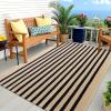 imageOLANLY Brown and Black Striped Rug 2 x 43quot 24quot x 51quot  Washable Cotton Doormat for Indoor Outdoor Use Layered Front Porch Rug for Entryway Kitchen PatioBrown and Black Striped