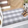 imageOLANLY Brown and Black Striped Rug 2 x 43quot 24quot x 51quot  Washable Cotton Doormat for Indoor Outdoor Use Layered Front Porch Rug for Entryway Kitchen PatioGrey and White Checkered