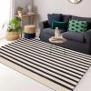 imageOLANLY Brown and Black Striped Rug 2 x 43quot 24quot x 51quot  Washable Cotton Doormat for Indoor Outdoor Use Layered Front Porch Rug for Entryway Kitchen PatioBeige and Black Striped