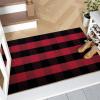 imageOLANLY Brown and Black Striped Rug 2 x 43quot 24quot x 51quot  Washable Cotton Doormat for Indoor Outdoor Use Layered Front Porch Rug for Entryway Kitchen PatioRed and Black Checkered