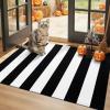 imageOLANLY Brown and Black Striped Rug 2 x 43quot 24quot x 51quot  Washable Cotton Doormat for Indoor Outdoor Use Layered Front Porch Rug for Entryway Kitchen PatioBlack and White Striped