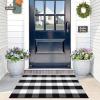 imageOLANLY Brown and Black Striped Rug 2 x 43quot 24quot x 51quot  Washable Cotton Doormat for Indoor Outdoor Use Layered Front Porch Rug for Entryway Kitchen PatioBlack and White Checkered