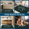 imageOLANLY Dog Door Mat for Muddy Paws 47x32 Paw Print Design Absorbs Moisture and Dirt Absorbent NonSlip Washable Doormat Quick Dry Chenille Mud Mat Entry Indoor Entryway Carpet Blackish Green