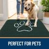 imageOLANLY Dog Door Mat for Muddy Paws 47x32 Paw Print Design Absorbs Moisture and Dirt Absorbent NonSlip Washable Doormat Quick Dry Chenille Mud Mat Entry Indoor Entryway Carpet Blackish Green