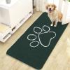 imageOLANLY Dog Door Mat for Muddy Paws 47x24 Paw Print Design Absorbs Moisture and Dirt Absorbent NonSlip Washable Doormat Quick Dry Chenille Mud Mat Entry Indoor Entryway Carpet Blackish Green