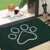 imageOLANLY Dog Door Mat for Muddy Paws 47x32 Paw Print Design Absorbs Moisture and Dirt Absorbent NonSlip Washable Doormat Quick Dry Chenille Mud Mat Entry Indoor Entryway Carpet Blackish Green