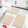imageOLANLY Striped Memory Foam Bath Mat 30x20 Super Soft Absorbent Bathroom Rugs Quick Dry Machine Washable Shower Floor Rugs Bathmat Carpet Bathroom Home Decor Accessories Beige
