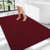 imageOLANLY Thick Bathroom Rugs 30x20 Extra Soft Absorbent Chenille Bath Rugs Rubber Backing Machine Wash Dry Bath Mats for Bathroom Floor Tub and Shower Home Decor Accessories GreyBurgundy