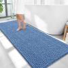 imageOLANLY Thick Bathroom Rugs 30x20 Extra Soft Absorbent Chenille Bath Rugs Rubber Backing Machine Wash Dry Bath Mats for Bathroom Floor Tub and Shower Home Decor Accessories GreyCornflower Blue