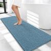 imageOLANLY Thick Bathroom Rugs 30x20 Extra Soft Absorbent Chenille Bath Rugs Rubber Backing Machine Wash Dry Bath Mats for Bathroom Floor Tub and Shower Home Decor Accessories GreyAiry Blue