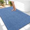 imageOLANLY Thick Bathroom Rugs 30x20 Extra Soft Absorbent Chenille Bath Rugs Rubber Backing Machine Wash Dry Bath Mats for Bathroom Floor Tub and Shower Home Decor Accessories GreyCornflower Blue